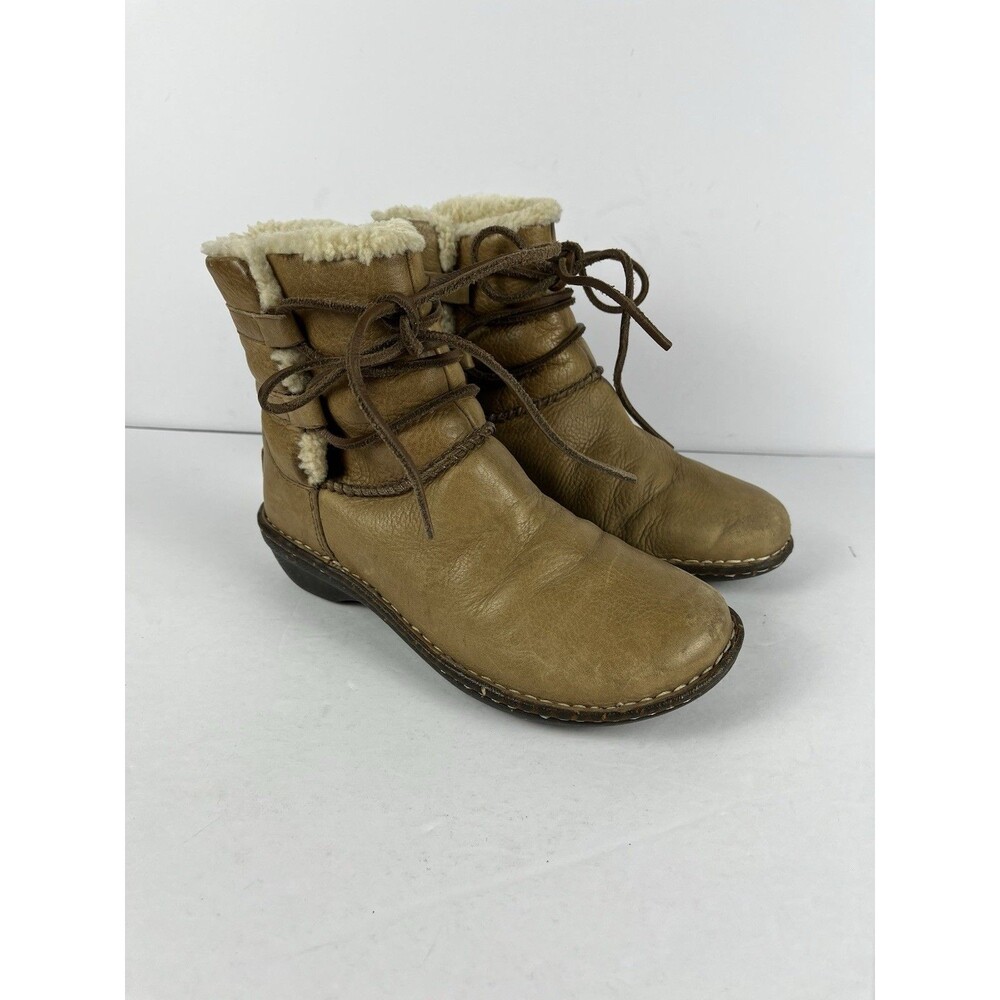 UGG Cabincore‎ Shearling Lace Up Leather Ankle Boots Womens 6